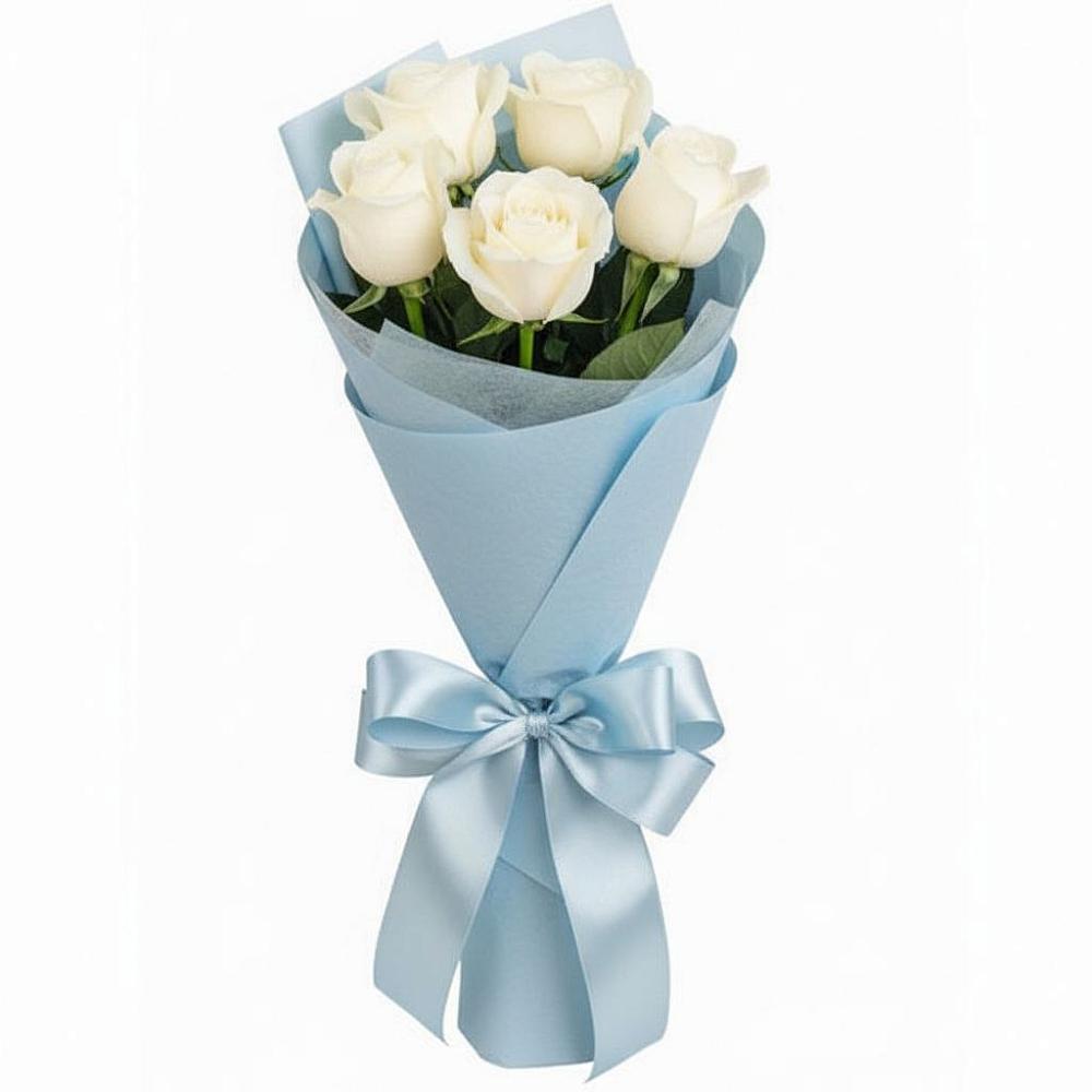 Букет 5 Белых роз Проуд в Новочеркасске
