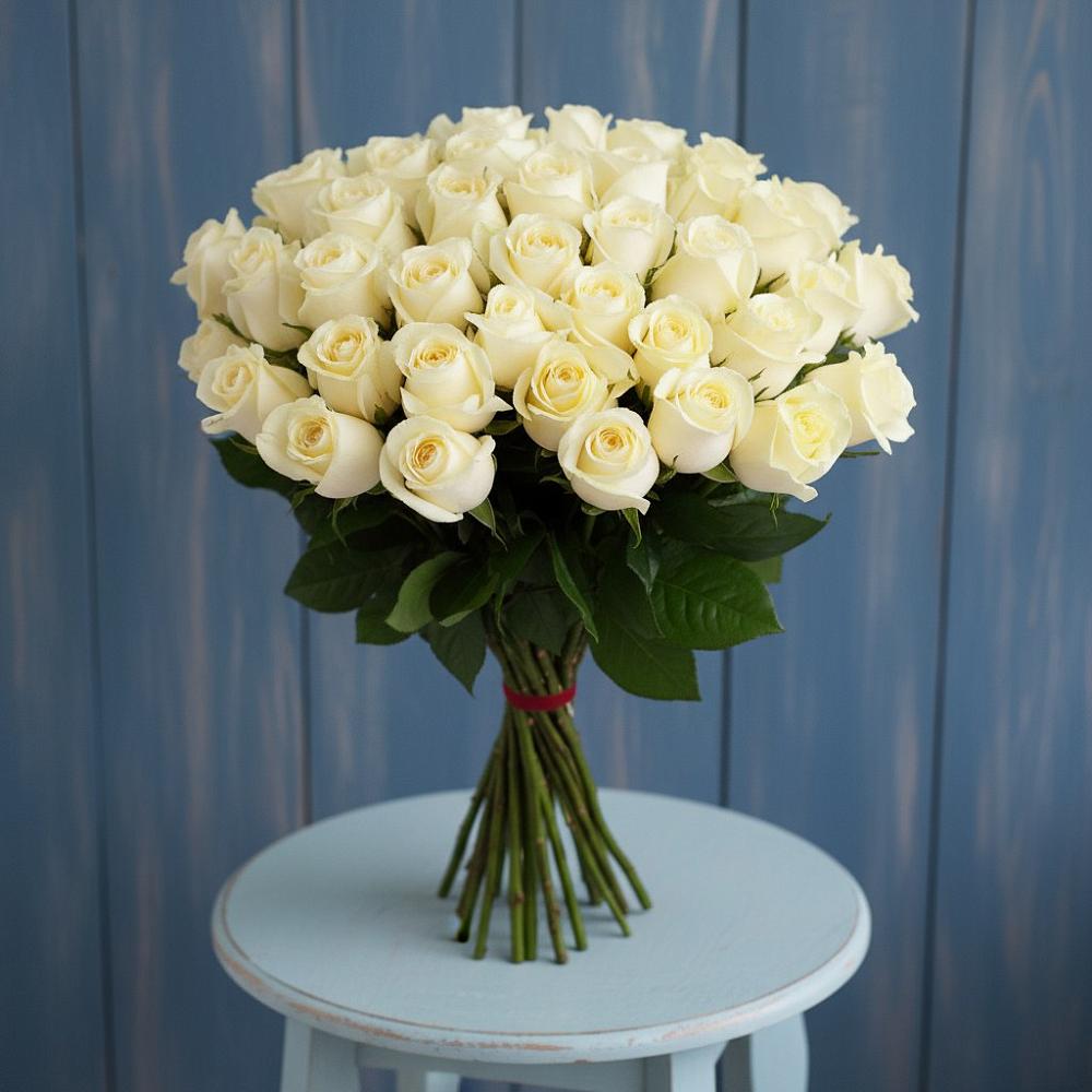 Букет 51 Белая роза Эдлесс Лав в Новочеркасске