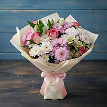 Букет цветов из:  Хризантемы, Альстромерии и Розы в Новочеркасске