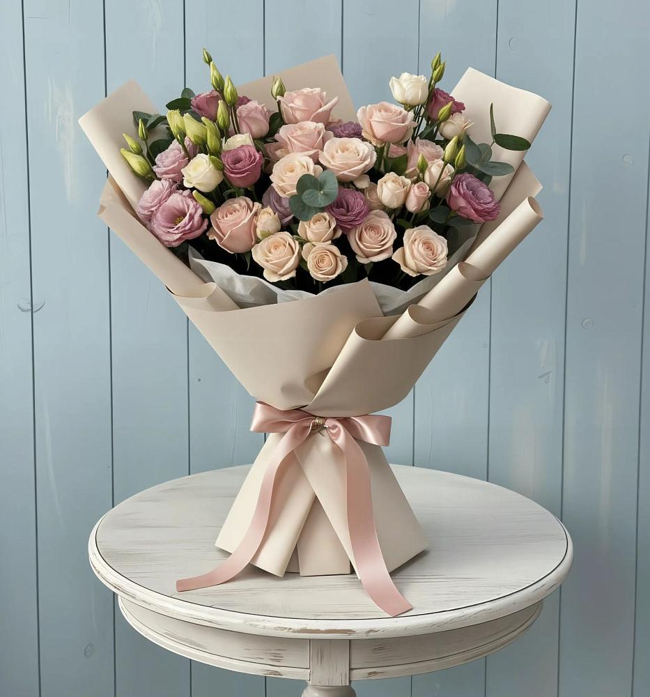 Букет цветов из: Розы и Лизиантусы в Новочеркасске