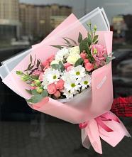 Букет цветов из:  Розы, Лизиантусы и Хризантемы в Новочеркасске