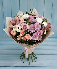 Букет цветов из:  Хризантемы, Розы и Альстромерии в Новочеркасске