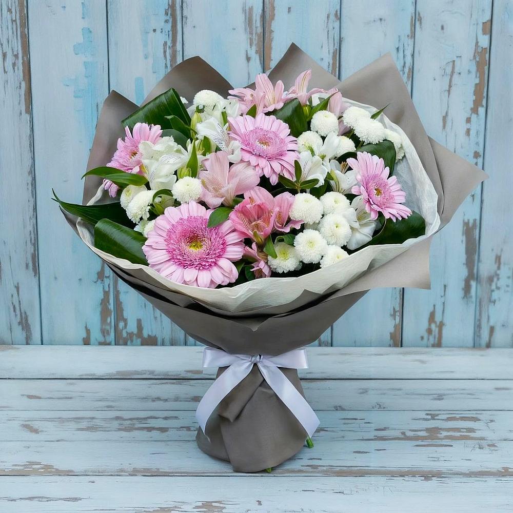 Букет цветов из: Герберы, Альстромерии и Хризантемы в Новочеркасске