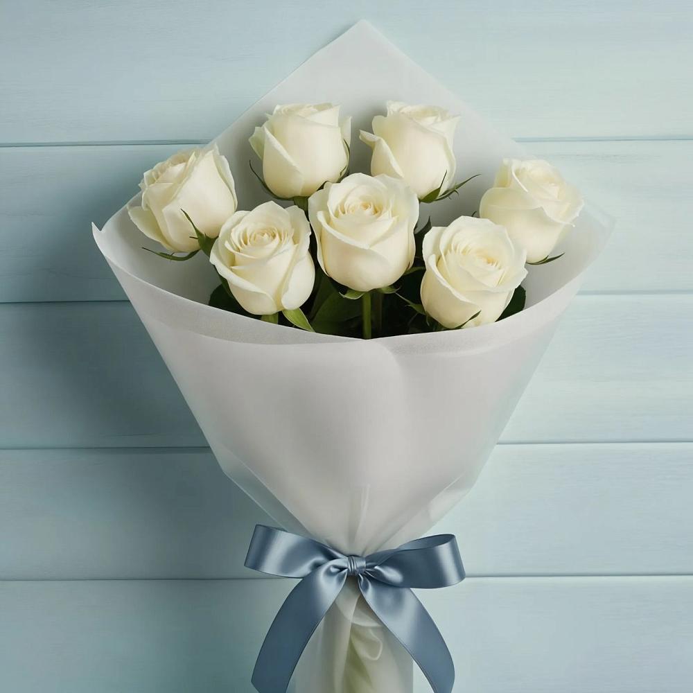 Букет 7 Белых роз Эдлесс Лав в Новочеркасске